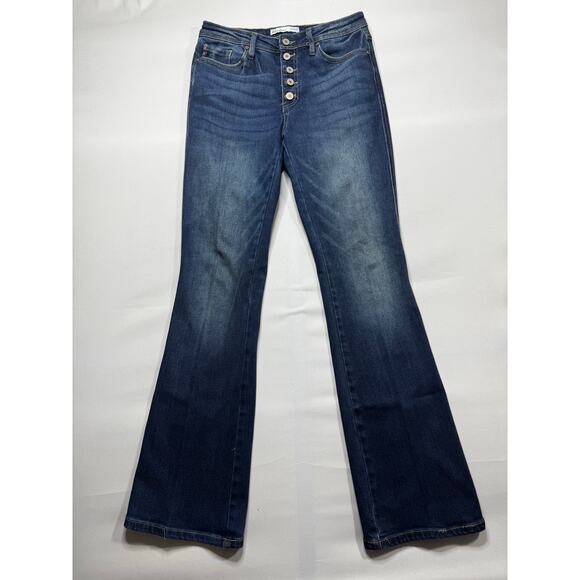 Kancan Women's Button Fly Bootcut Blue Denim Jeans - Size 30x32 - Picture 1 of 4